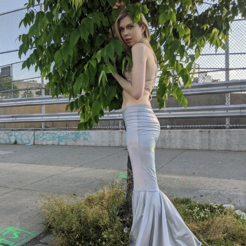 Sparkl Fairy Couture Little Mermaid Skirt S Silver Holographic Y2K Festival